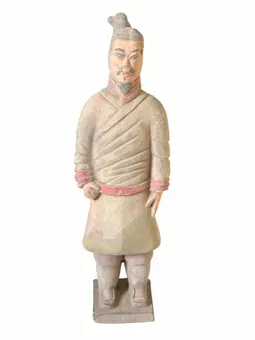 Antyczna kolorowa statua wojownika z terakoty 22 cm