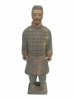 Antyczna kolorowa figurka rycerza z terakoty 20 cm