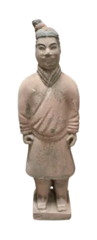 Antyczna kolorowa statua wojownika z terakoty 22 cm