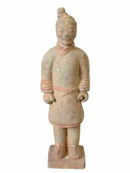 Antyczna kolorowa statua wojownika z terakoty 25 cm