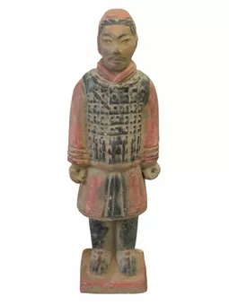 Antyczna kolorowa figurka rycerza z terakoty 24 cm