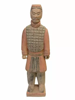 Antyczna kolorowa figurka rycerza z terakoty 26 cm