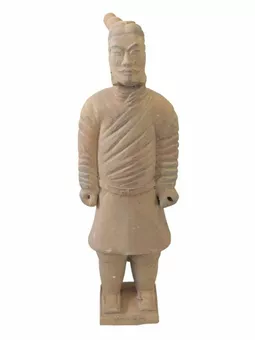 Antyczna kolorowa statua wojownika z terakoty 25 cm