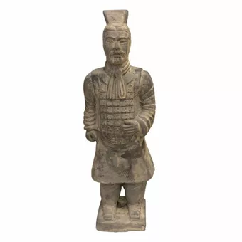 Czarna figurka wojownika w terakotowej zbroi, 26 cm