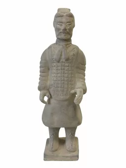 Czarna figurka wojownika w terakotowej zbroi, 26 cm