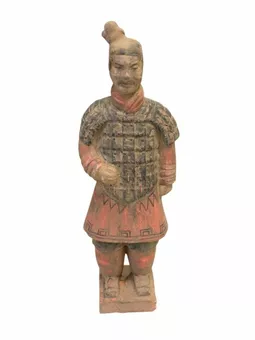 Antyczna kolorowa figurka wojownika z terakoty 26 cm