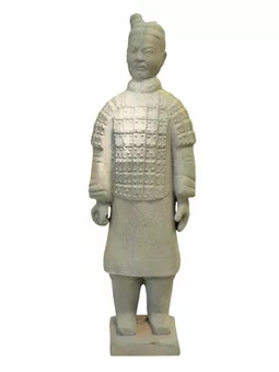 Antyczna kolorowa figurka wojownika z terakoty 35 cm