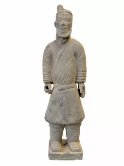 Czarna figurka wojownika z terakoty, 35 cm