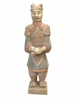 Antyczna kolorowa figurka z terakoty, rozmiar standardowy, 35 cm