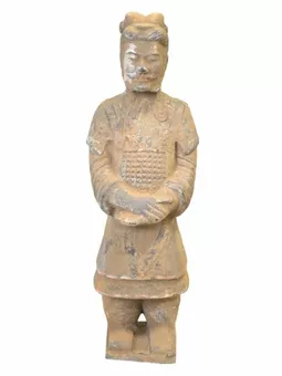 Antyczna kolorowa figurka z terakoty, rozmiar standardowy, 36 cm