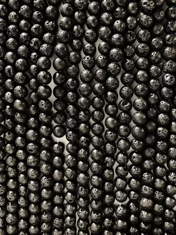 Sznur Okrągłych Koralików z Kamienia Lawowego A 6mm