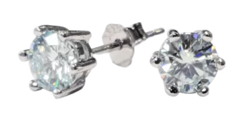 Okrągłe kolczyki pasjans 925 srebrny fasetowany Moissanite AA 5mm