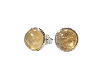 Kolczyki ze srebra 925 Naturalny cytryn AA 8mm