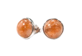 Kolczyki ze srebra 925 Kamień słoneczny AA 8mm