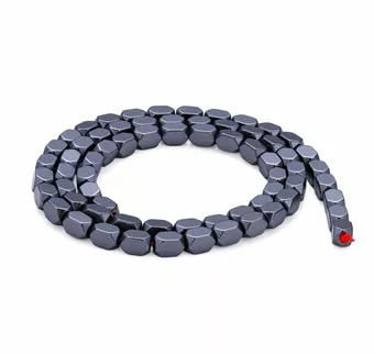 Zaokrąglone, prostokątne koraliki dystansowe z hematytu – 3,7×5,5 mm
