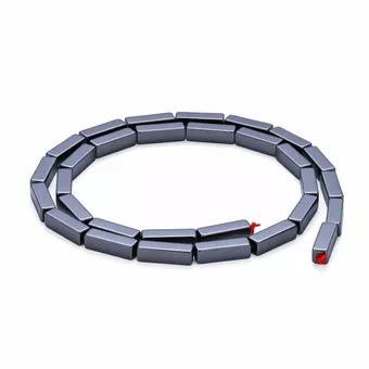 Prostokątne koraliki dystansowe z hematytu – 3,7×12,4 mm