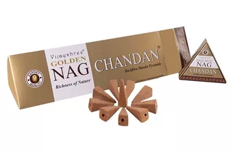 Stożki kadzidlane backflow Vijayshree Golden Nag Chandan 12 szt.