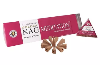 Stożki kadzidlane backflow Vijayshree Golden Nag Meditation 12 szt.
