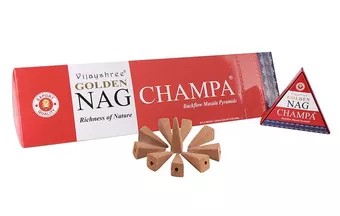 Stożki kadzidlane backflow Vijayshree Golden Nag Champa 12 szt