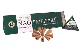 Stożki kadzidlane backflow Vijayshree Golden Nag Patchouli 12 szt.