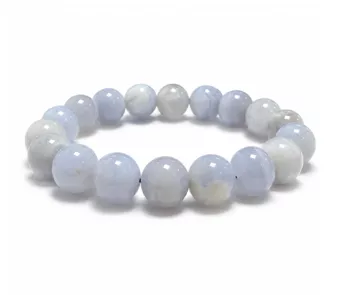 Bransoletka z Niebieskiego Chalcedonu Pasiastego A koraliki 10mm