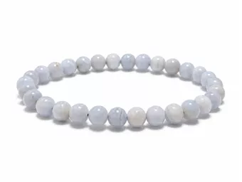 Bransoletka z Niebieskiego Chalcedonu Pasiastego A koraliki 6-7mm