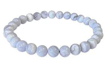 Bransoletka z niebieskiego chalcedonu pasiastego AA koraliki 6-7mm
