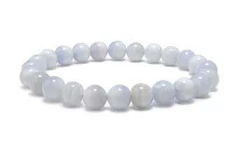 Bransoletka z Niebieskiego Chalcedonu Pasiastego A Koraliki 8-9 mm