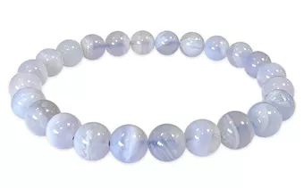 Bransoletka z niebieskiego chalcedonu pasiastego AA koraliki 8-9mm