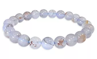 Niebieska bransoletka chalcedonowa z koralikami 7.5-8.5 mm