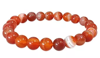 Bransoletka z Karneolu Pasmowego A koraliki 8mm