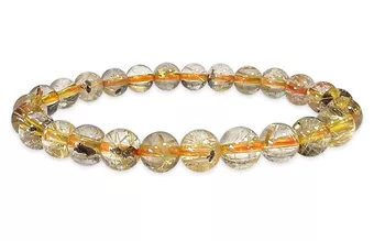 Bransoletka Rock Crystal Rutyl Hematyt AA koraliki 7.5-8.5mm
