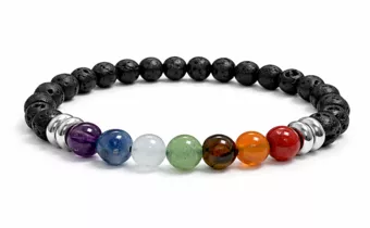 Bransoletka z kamieni lawowych 7 czakr koraliki A+ 6mm