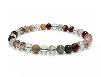 Bransoletka Wielokolorowy Kwarc Rutylowy Lodolite A Koraliki 6 mm