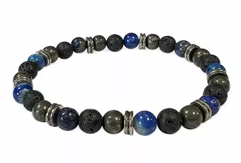 Bransoletka z lapis lazuli, kamień lawowy, koraliki A Charms 6 mm