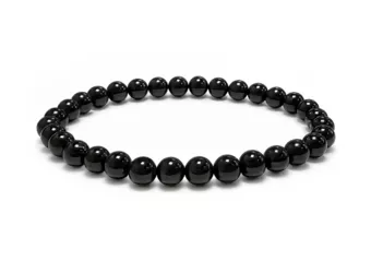 Bransoletka z czarnego turmalinu z koralikami 5,5-6,5 mm