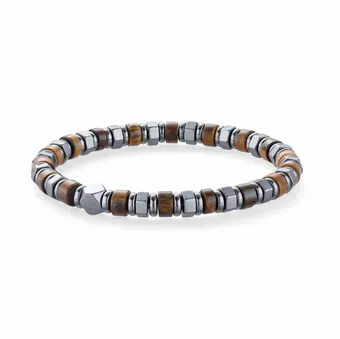 Bransoletka z Tygrysiego Oka i Hematytu A koraliki 6x3mm