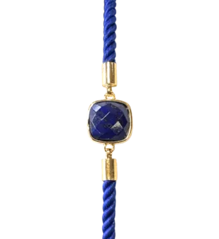 Bransoletka z fasetowanego kwadratowego lapisu lazuli z mosiężnej liny 11 mm