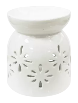 Kominek olejowy ceramiczny biały ażurowy 8.5cm