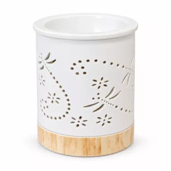 Biały Ceramiczny Kadzielniczka z Dekoracją w Ważki 11 cm