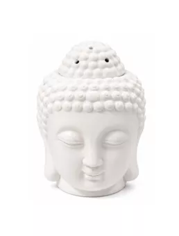 Biały Ceramiczny Kominek na Olejek Głowa Buddy 14cm