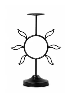 Czarny Metalowy Świecznik Słońce 29cm