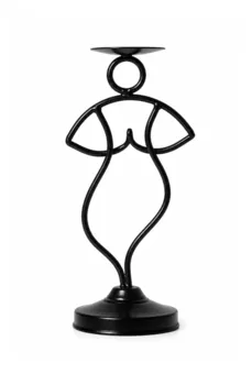 Czarny Metalowy Świecznik Sylwetka Tancerki 27cm