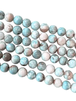 Koraliki Larimar A okrągłe o średnicy 7-8mm na nitce 40cm