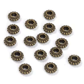 Koraliki Charms Spacer Rondelle Brązowy Kolor 7 mm x 100