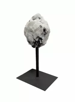 Surowy Biały Kamień Księżycowy A na Czarnym Metalowym Stojaku 17-20 cm 500-700 g