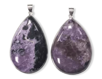 Wisiorek ze srebra 925 Charoite AA 2 sztuki 24.23g
