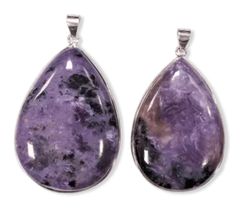 Wisiorek ze srebra 925 Charoite AA 2 sztuki 23.83g