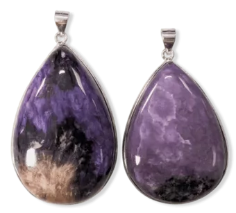 Wisiorek ze srebra 925 Charoite AA 2 sztuki 23.47g
