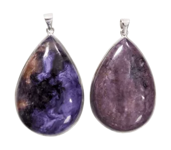 Wisiorek ze srebra 925 Charoite AA 2 sztuki 24,37g